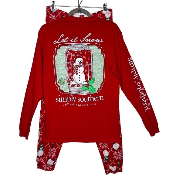 Simply Southern Snowman Long Sleeve Sleep Shirt Secret Treasured Pants Size M S